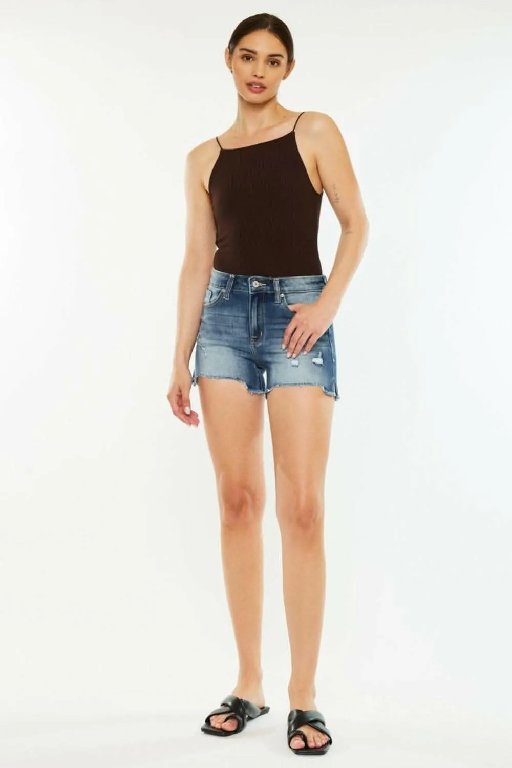 Kancan high-waisted denim shorts