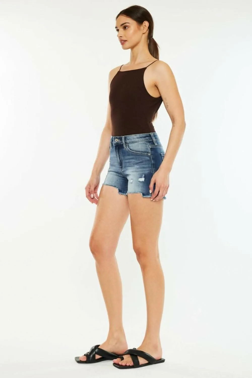 Kancan high-waisted denim shorts