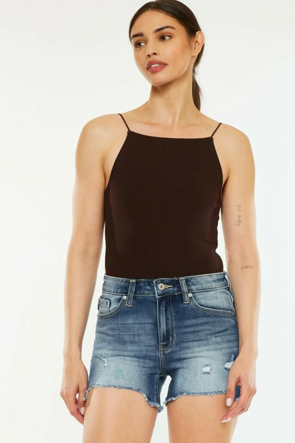 Kancan high-waisted denim shorts