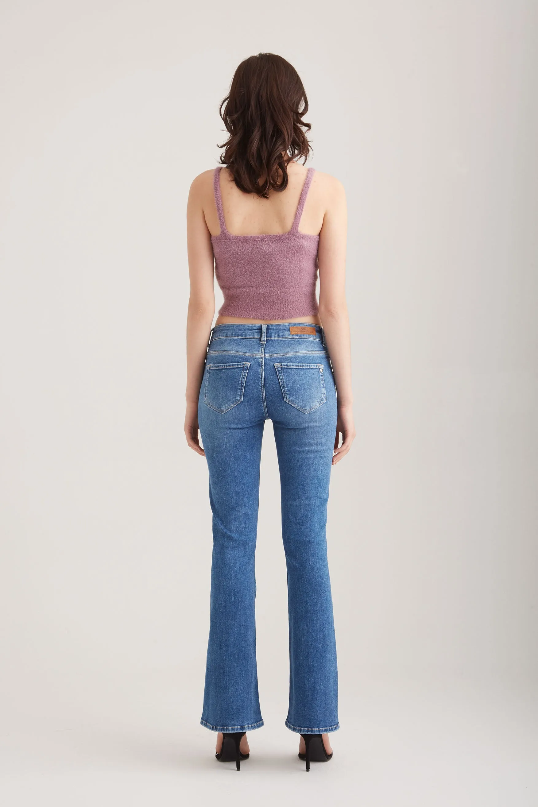 Laura - Mid Waist Flare Jeans - Medium Blue