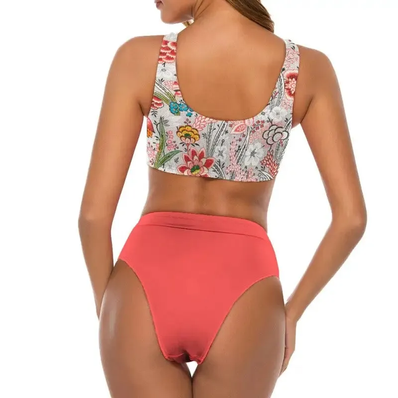 Make Waves in a Retro Floral High Waisted Bikini Ladybug Style