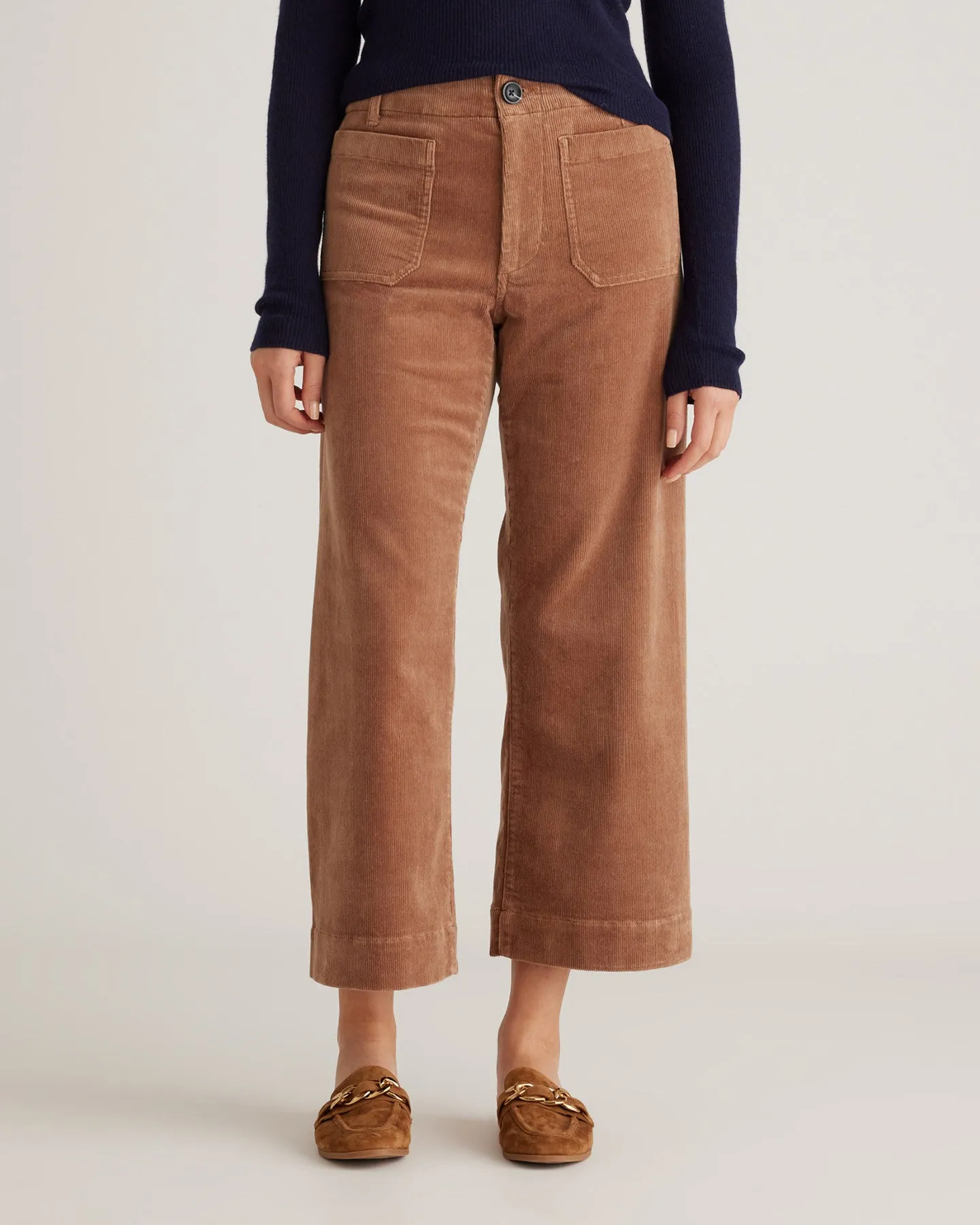 Organic Stretch Corduroy Cropped Wide Leg Pants