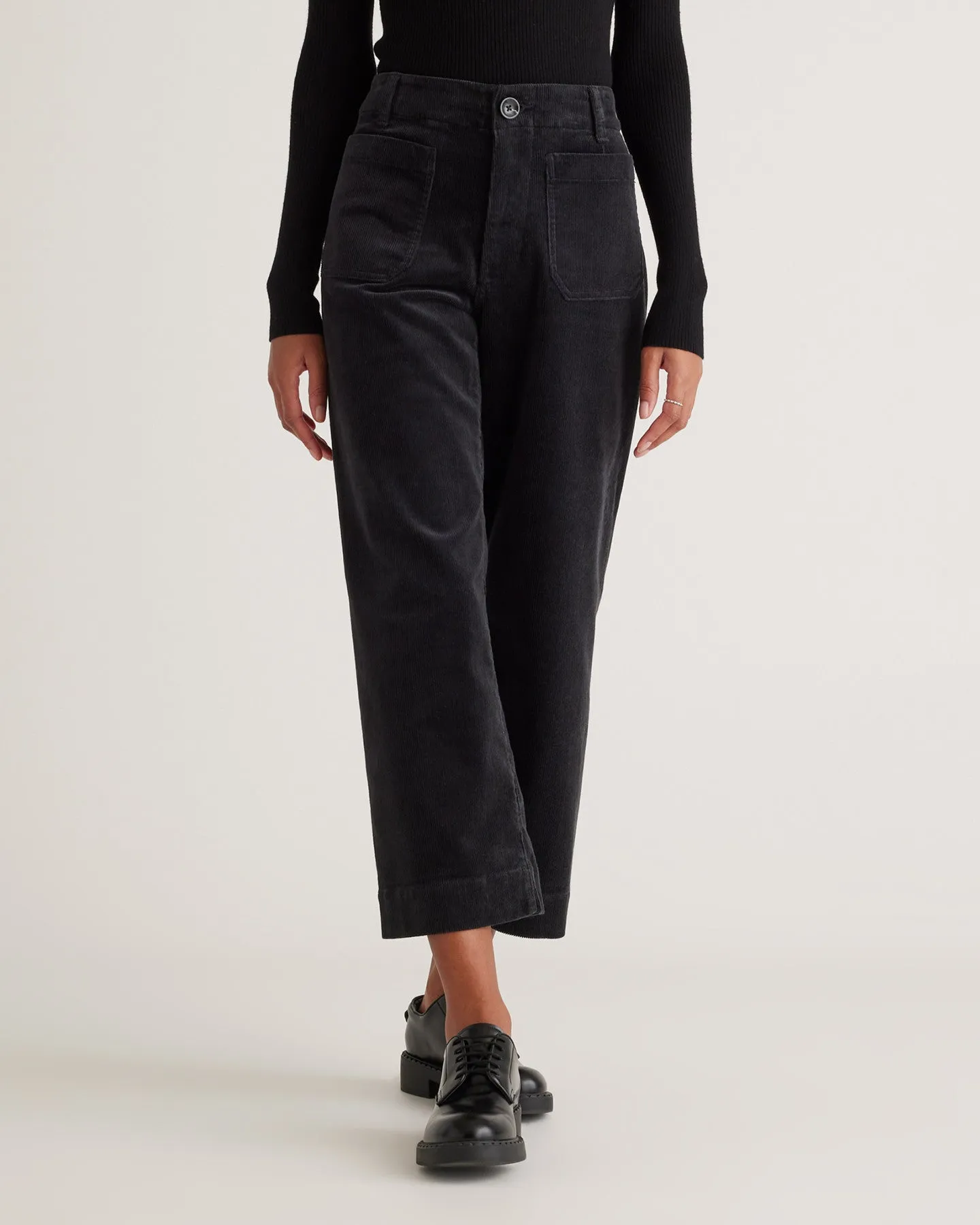 Organic Stretch Corduroy Cropped Wide Leg Pants
