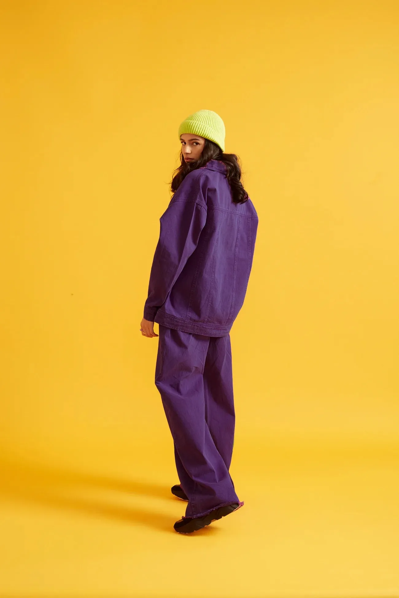 Purple Twill Overshirt and Pant Set