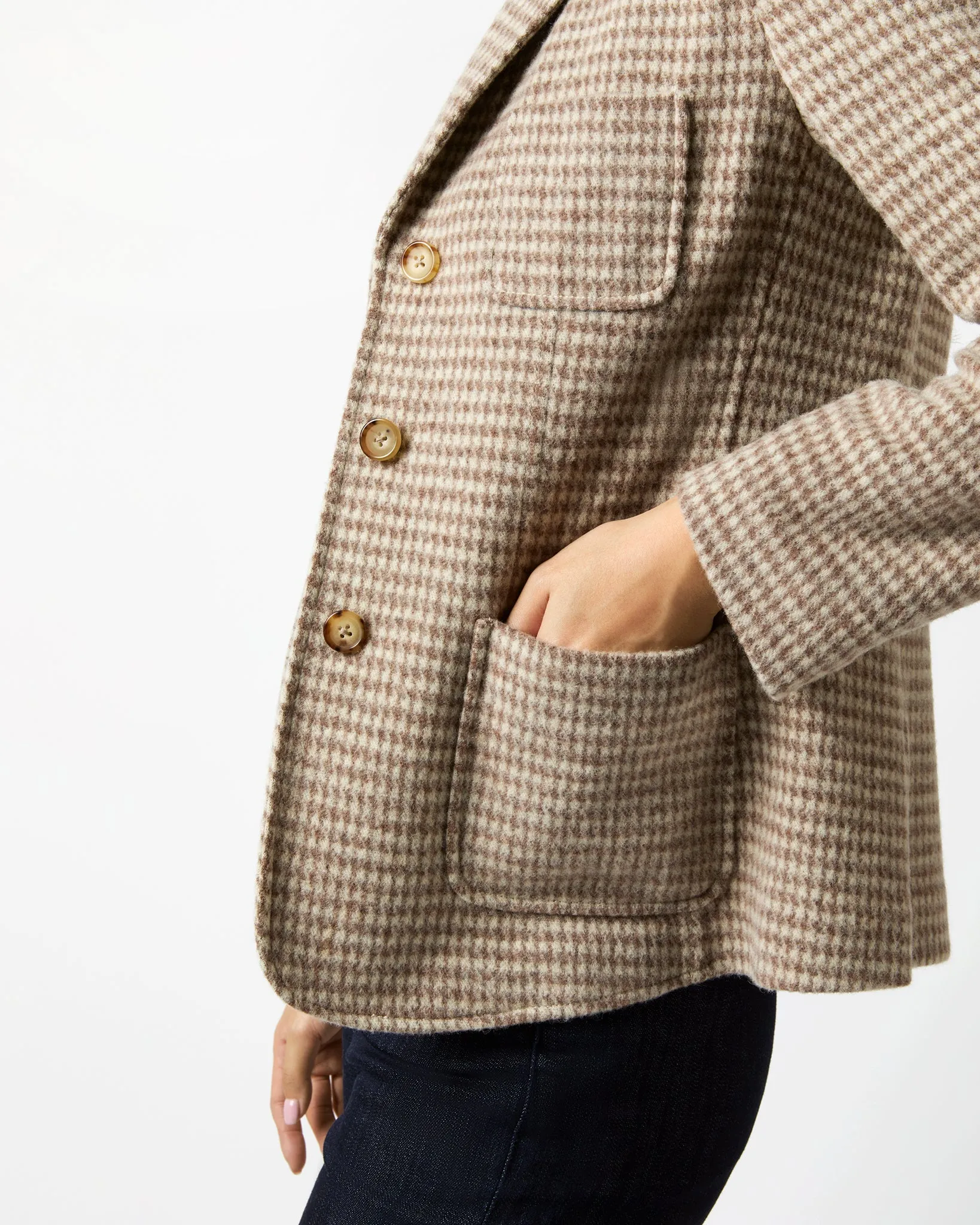 Reagan Jacket in Mink/Bone Houndstooth Knit