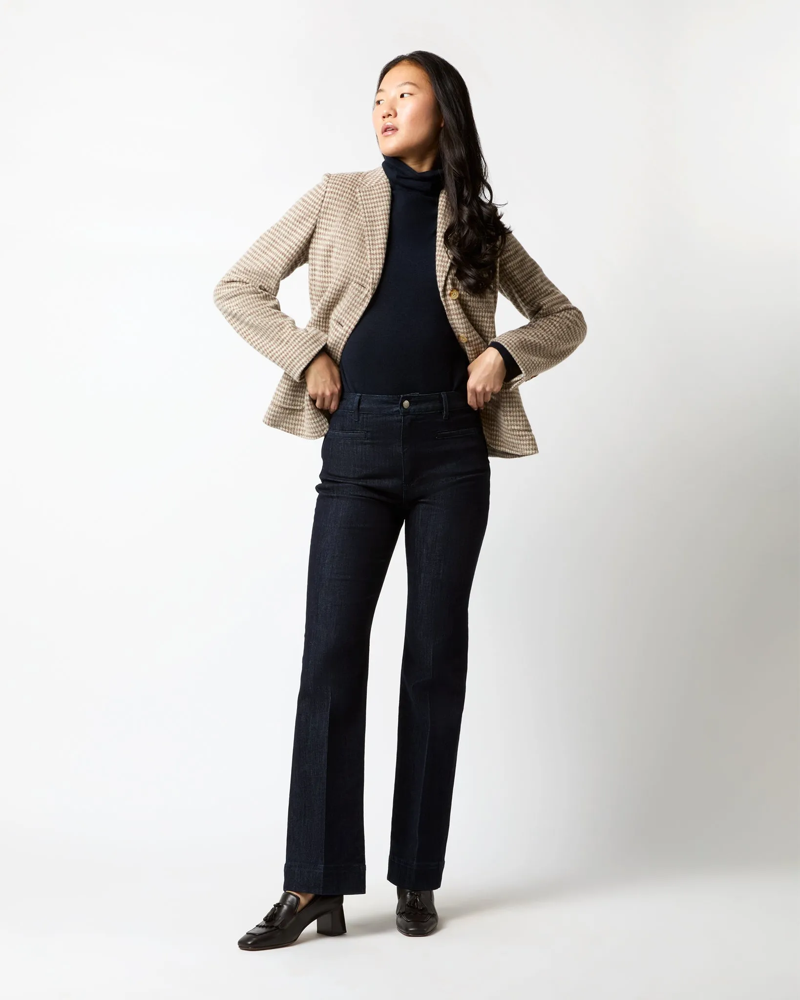 Reagan Jacket in Mink/Bone Houndstooth Knit