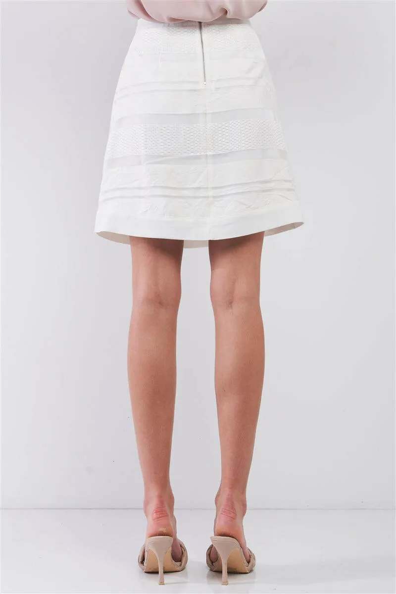 Snow-whine Striped High-waisted See-through Sheer Mesh Strips Cut-ins A-line