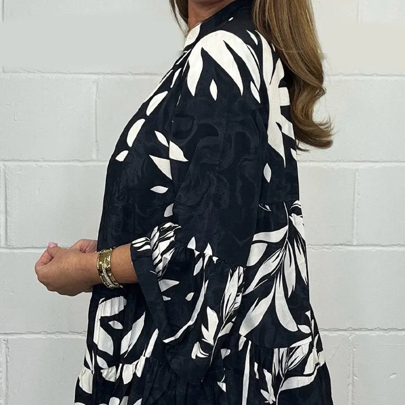 V-Neck Floral Flared Sleeve Ruffle Hem Top💖Spring sale-49% OFF