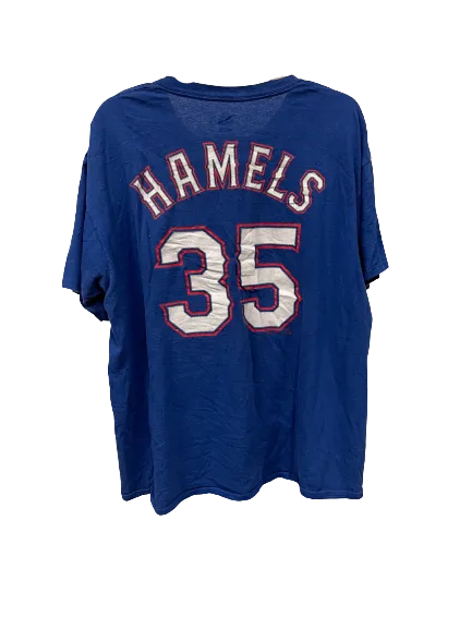Vintage Blue Texas Rangers Hamels 35 T-shirt X-Large