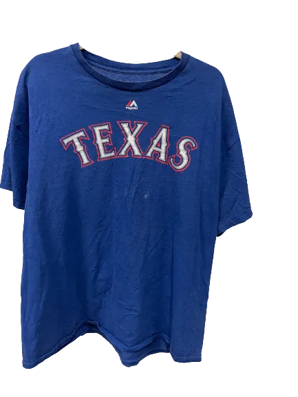 Vintage Blue Texas Rangers Hamels 35 T-shirt X-Large