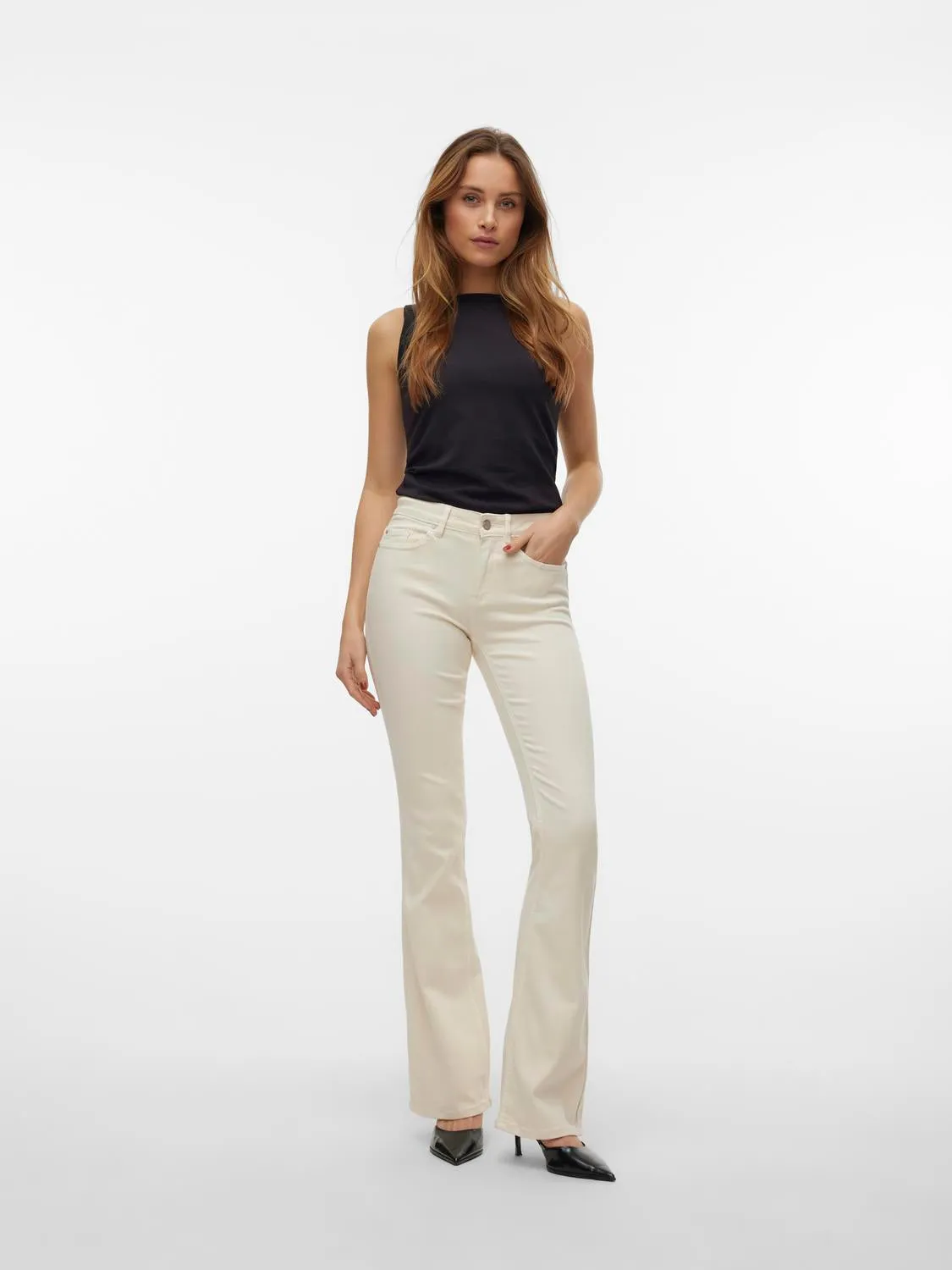 VMFLASH MR FLARED JEANS COLOR ECRU