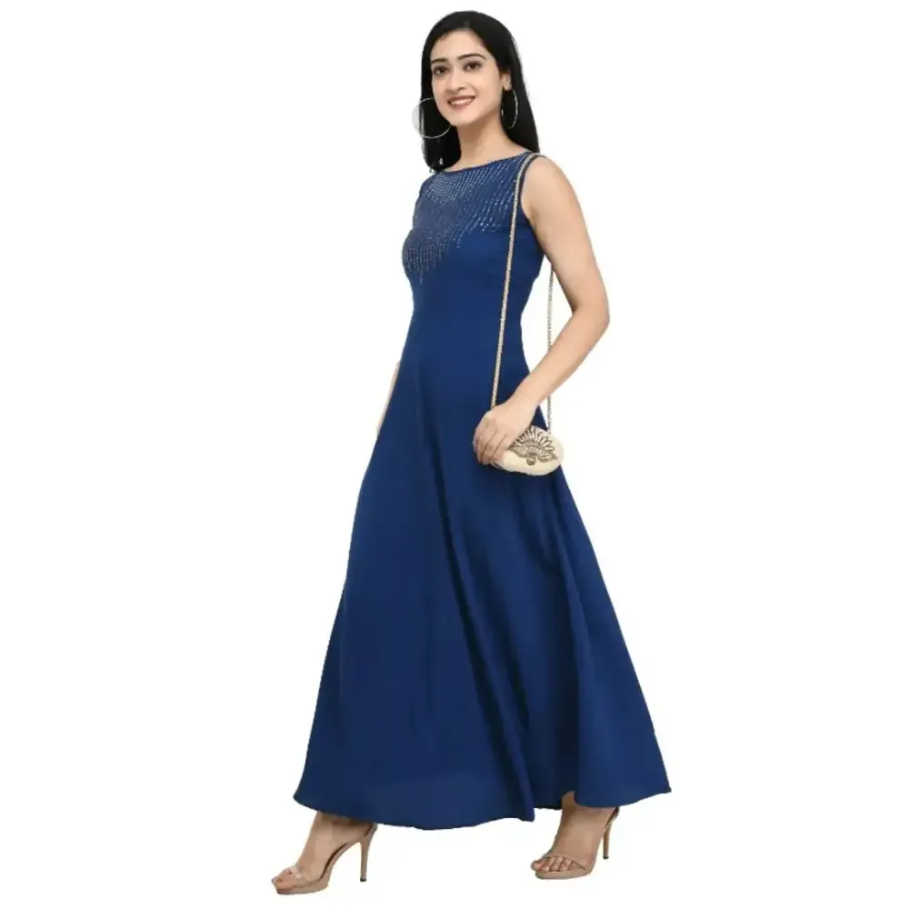 Women Blue Fit and Flare Dress