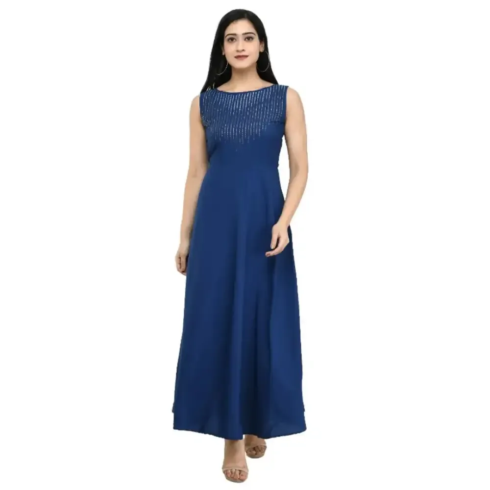 Women Blue Fit and Flare Dress