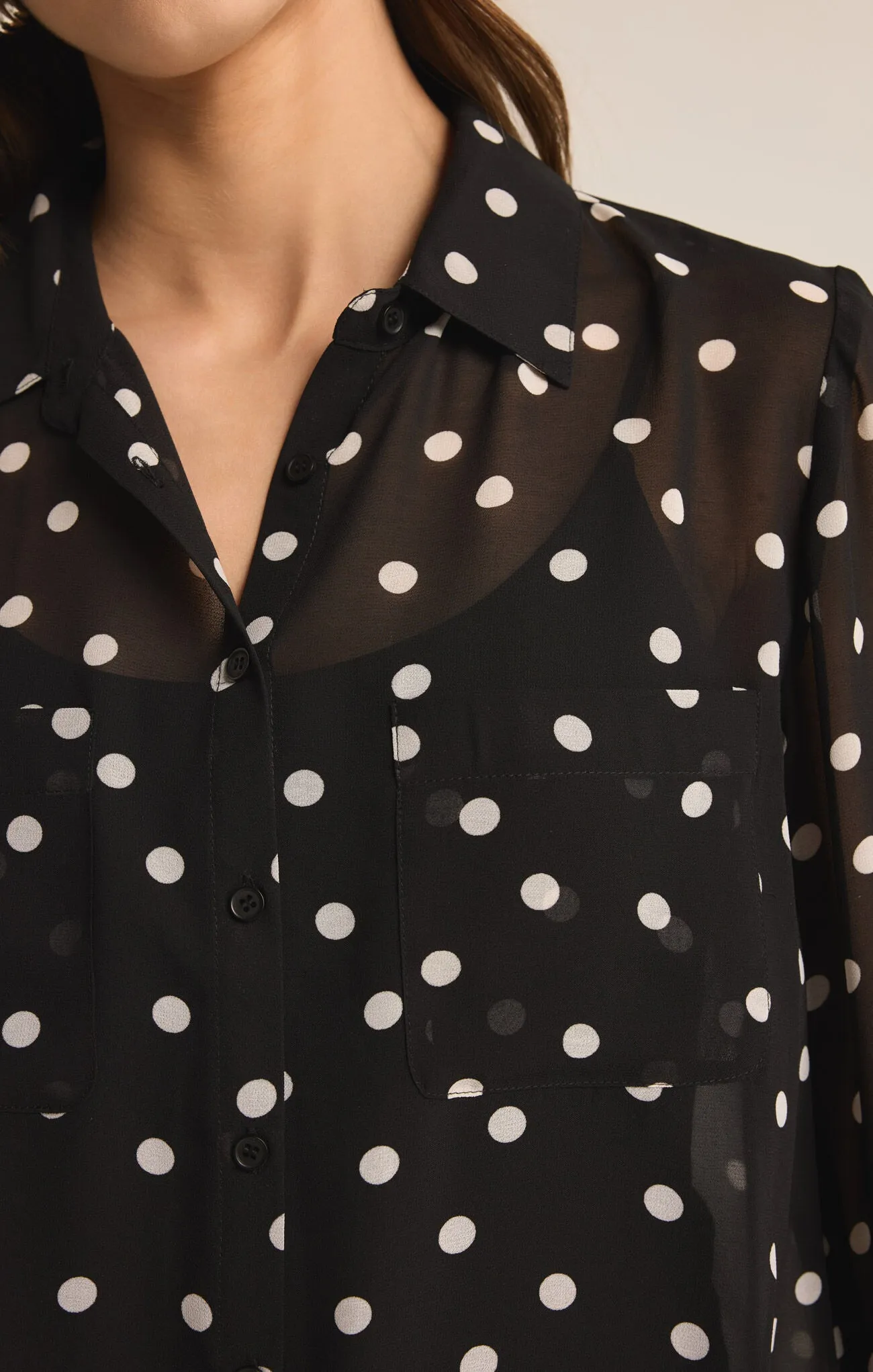 Z SUPPLY Vivienne Polka Dot Crepe Blouse