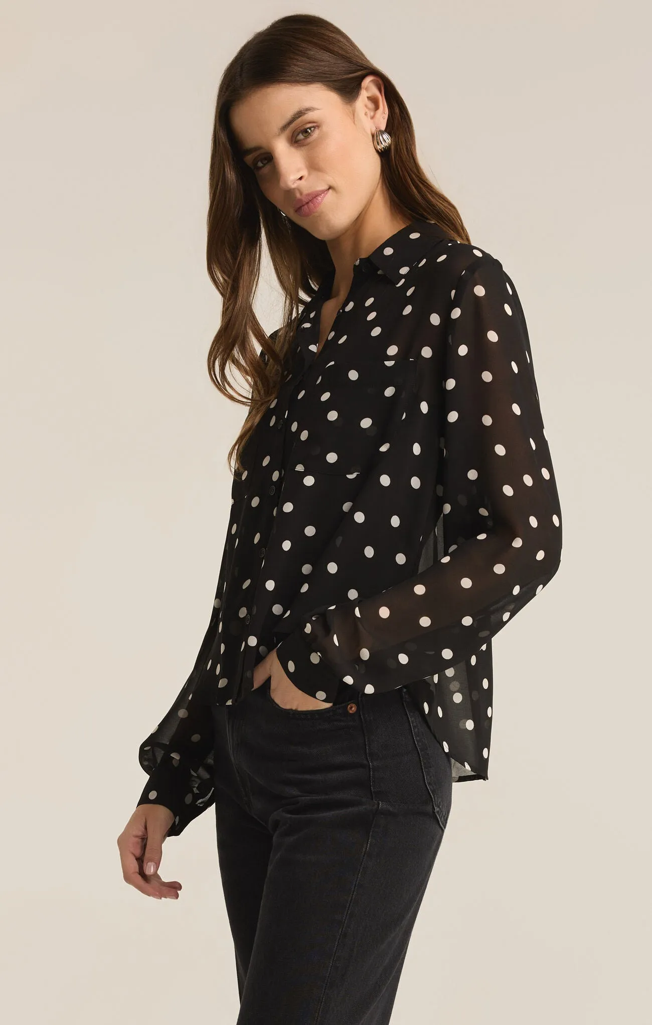 Z SUPPLY Vivienne Polka Dot Crepe Blouse